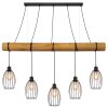 Globo Berti 5-flammige Holzbalken-Hängeleuchte für Esstisch E27 Industrial, 140 cm