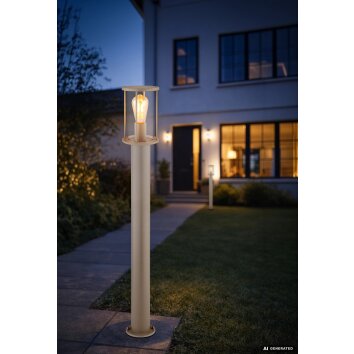 Globo Gracey sandfarbene Sockelleuchte außen mit klarem Glasschirm E27 IP54 100 cm