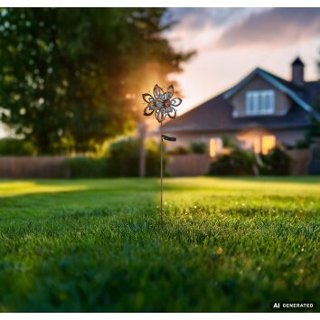 Globo ROSALI LED Solarleuchte Gartenstecker Hortensie Gold IP44 3000K Antik