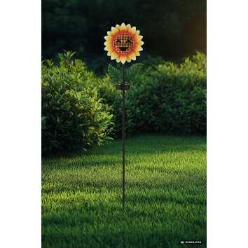 Globo CORALIE LED Solar-Gartenstecker Sonnenblume IP44 3000 K für Außenbereich
