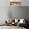 Just Light Flur-Deckenleuchte GERDA mit Holzlamellenplatte und rauchfarbenen Schirmen