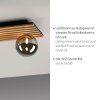 Just Light Flur-Deckenleuchte GERDA mit Holzlamellenplatte und rauchfarbenen Schirmen
