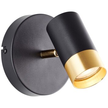 Brilliant Wandstrahler Vigolo, zylindrischer Kopf, goldener Schirm, 3000 Kelvin warmweiß