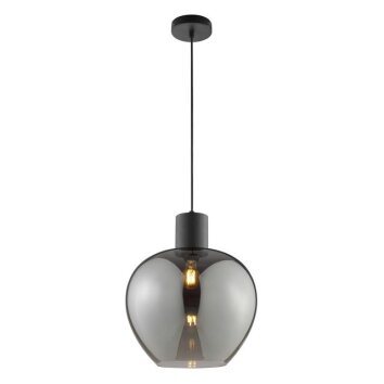 Brilliant Pendelleuchte Ligari mit modernem, tropfenförmigem rauchfarbenem Glasschirm