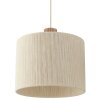 Brilliant Pendelleuchte Arlo mit 3 zylindrischen beigen Stoffschirmen und Holzdetails