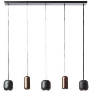 Brilliant Kücheninsel-Pendelleuchte Jane mit 5 braunen Metallschirmen, Länge 102 cm