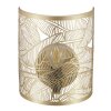 Brilliant Halbrunde Wandleuchte Molly mit Blattmuster, goldfarbener Metallschirm