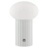 Brilliant LED Tischleuchte Venti, Riffelzylinder, weißer Glasschirm, 3000 Kelvin warmweiß