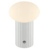 Brilliant LED Tischleuchte Venti, Riffelzylinder, weißer Glasschirm, 3000 Kelvin warmweiß
