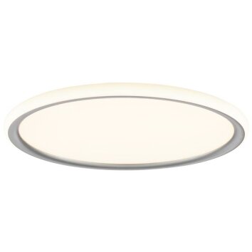 Brilliant Flache runde LED-Deckenleuchte Carloz mit Memoryfunktion und silbernem Rand