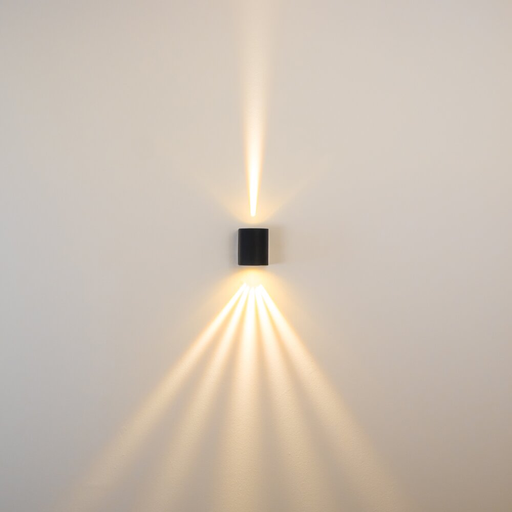 Mora Außenwandleuchte LED Schwarz, 2-flammig