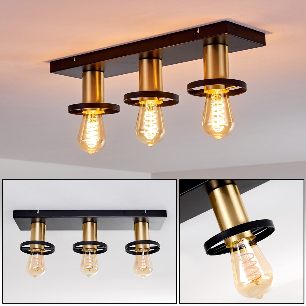 Alvesta Deckenleuchte Gold, Messing, Schwarz, 3-flammig main product photo