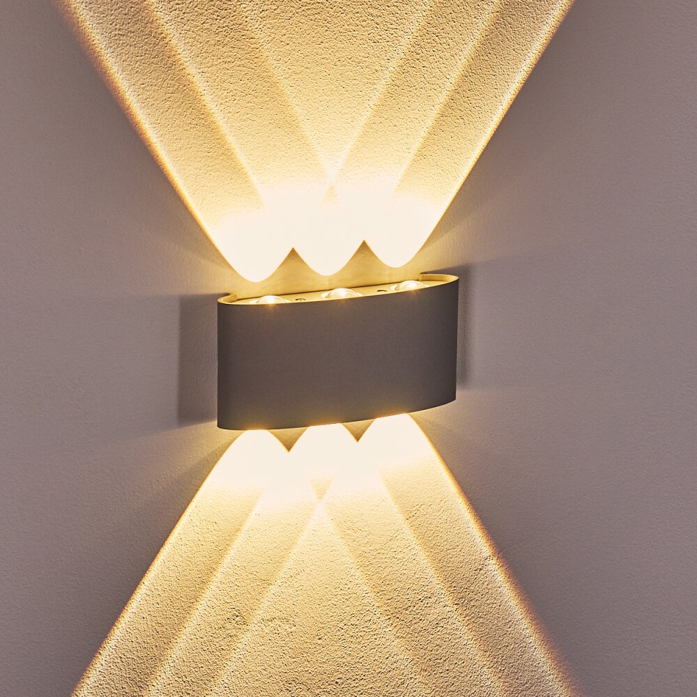 Abaiang Aussenwandleuchte LED Silber, 6-flammig