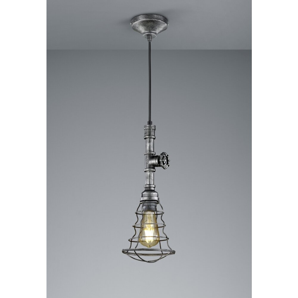 Trio Leuchten GOTHAM Hängeleuchte Dunkelbraun, Silber, 1-flammig main product photo