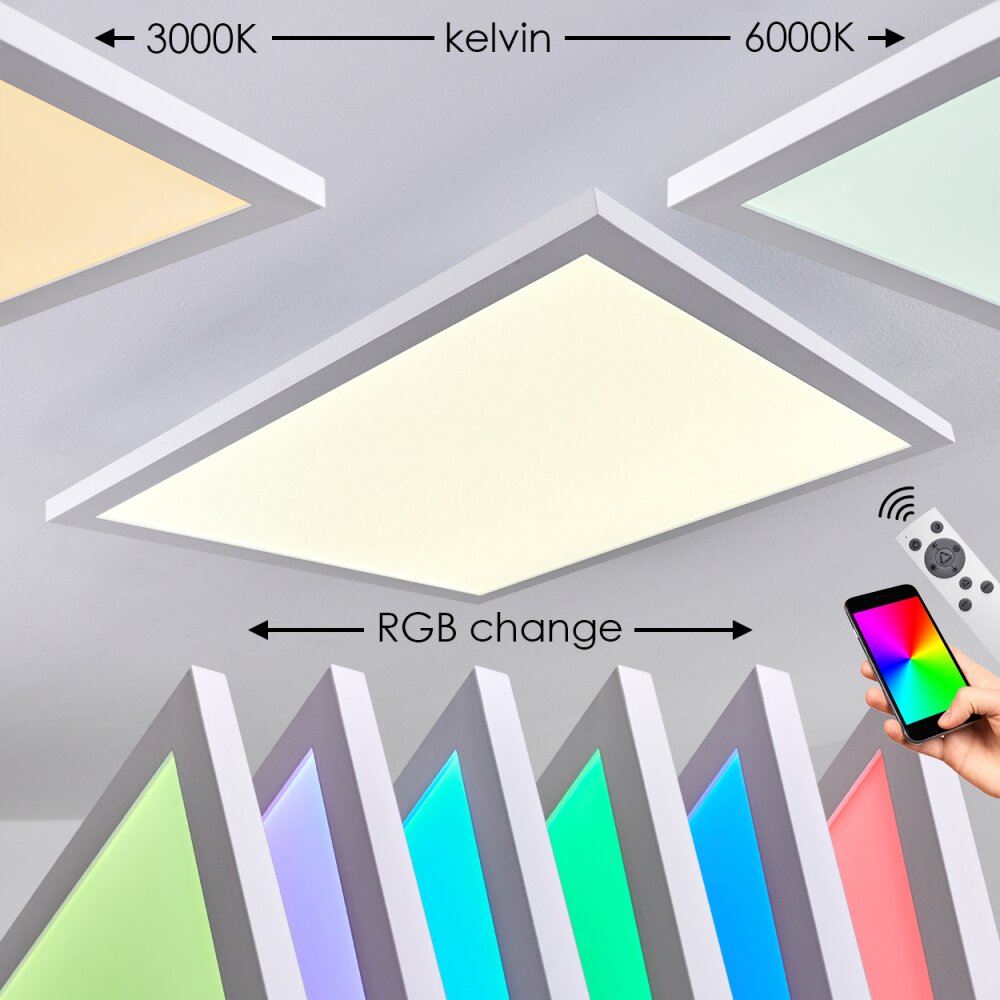 Salmi Deckenpanel LED Weiß, 1-flammig, Fernbedienung, Farbwechsler main product photo