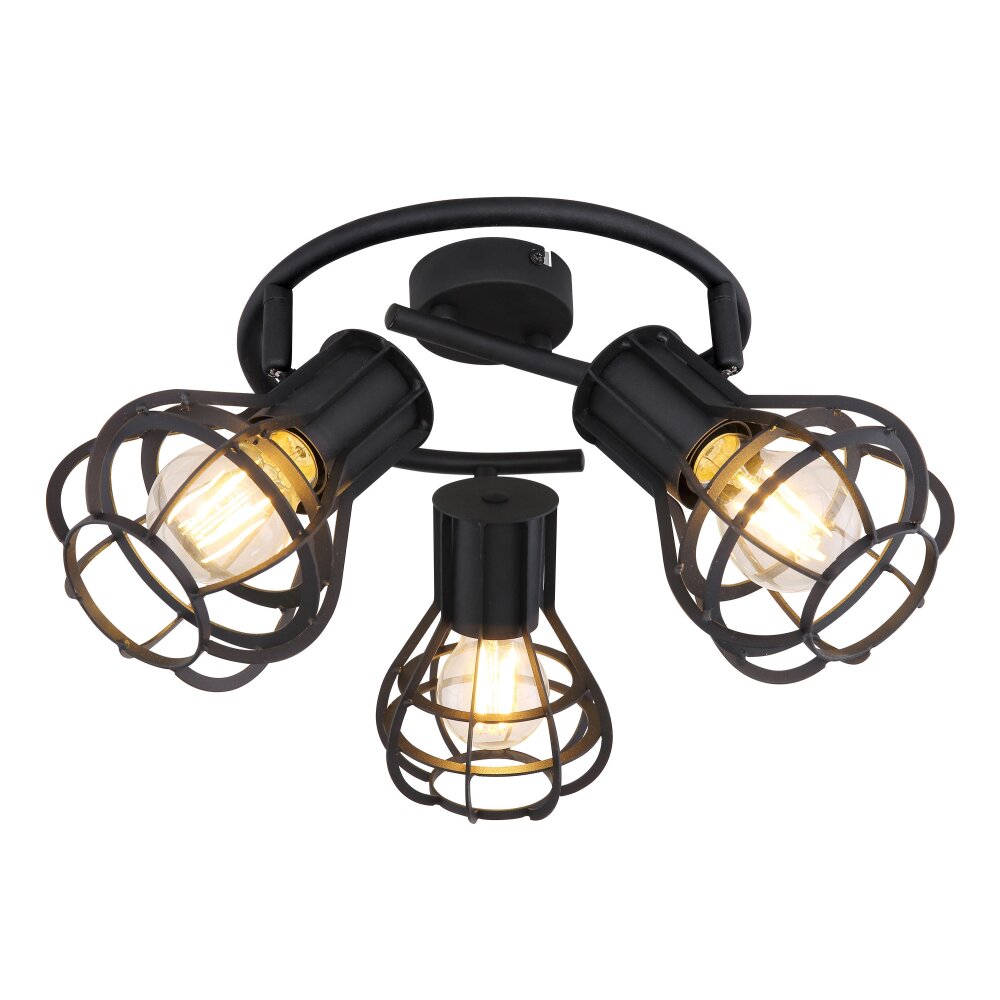 Globo CLASTRA Strahler Schwarz, 3-flammig main product photo