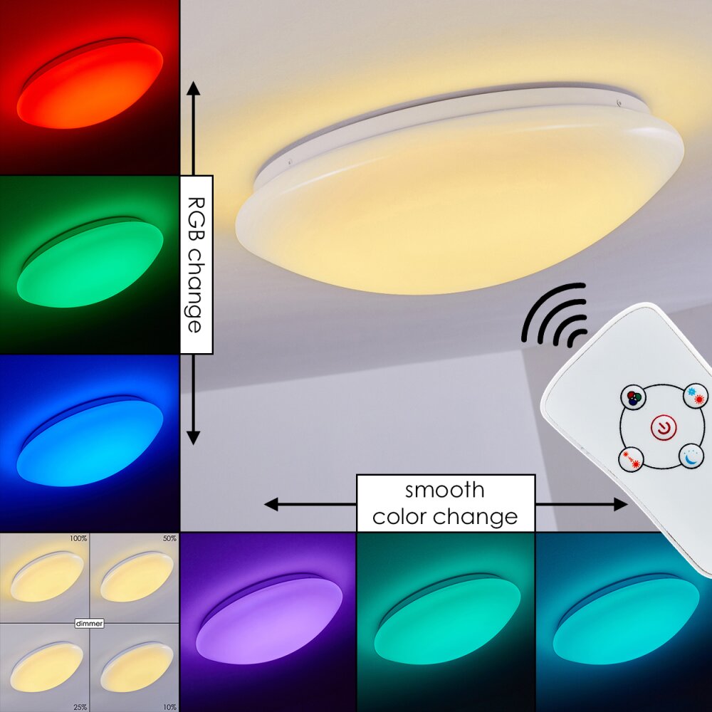 Brighton Deckenleuchte LED Weiß, 1-flammig, Fernbedienung, Farbwechsler main product photo