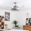 Bendigo Deckenventilator LED Nickel-Matt, Transparent, Klar, 1-flammig