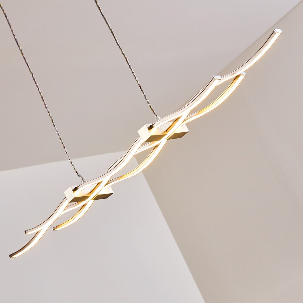 Gamsen Pendelleuchte LED Stahl gebürstet, 3-flammig, Fernbedienung, Farbwechsler