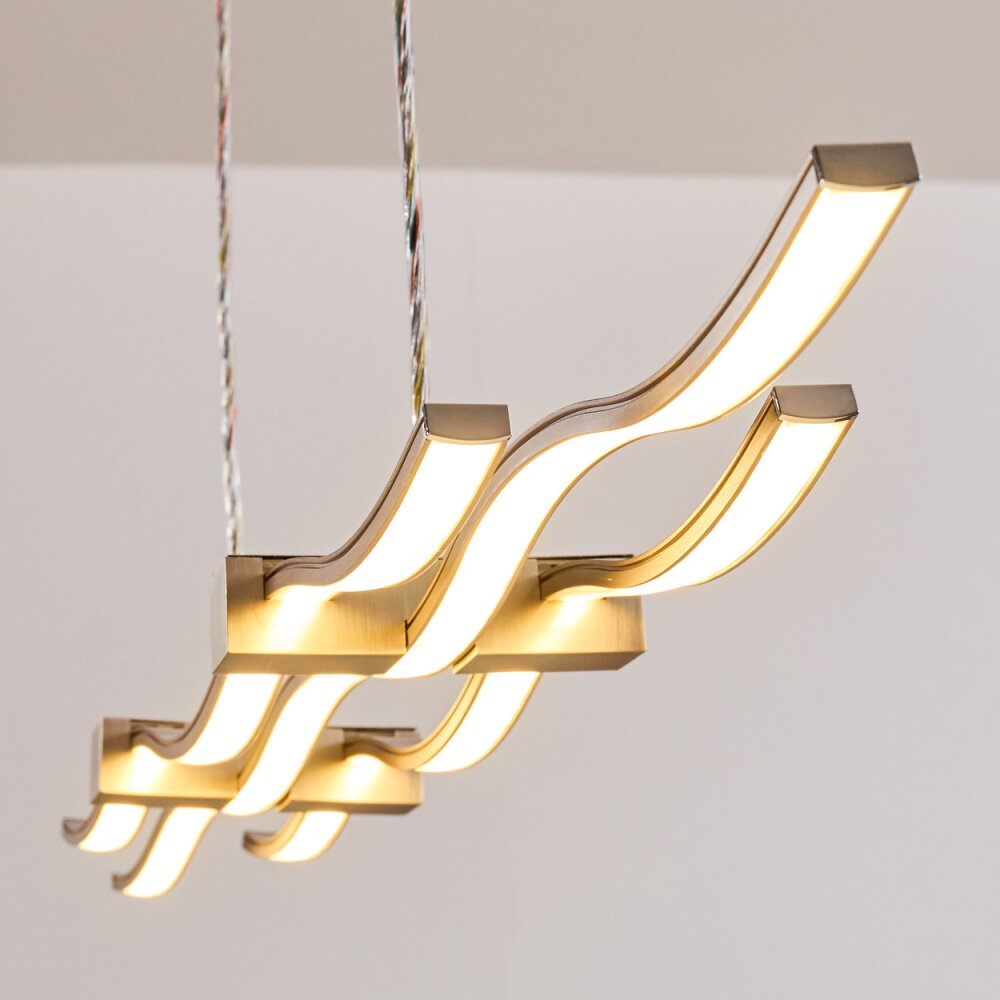 Gamsen Pendelleuchte LED Stahl gebürstet, 3-flammig, Fernbedienung, Farbwechsler