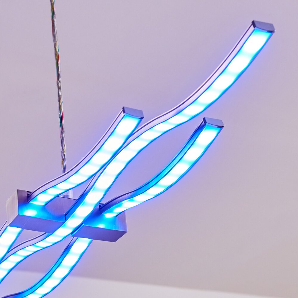 Gamsen Pendelleuchte LED Stahl gebürstet, 3-flammig, Fernbedienung, Farbwechsler