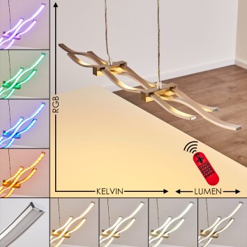 Gamsen Pendelleuchte LED Stahl gebürstet, 3-flammig, Fernbedienung, Farbwechsler