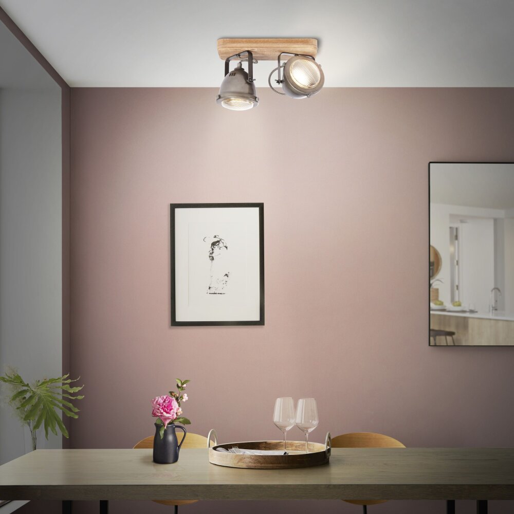 Brilliant Carmen Wood Spotbalken Edelstahl, 2-flammig main product photo