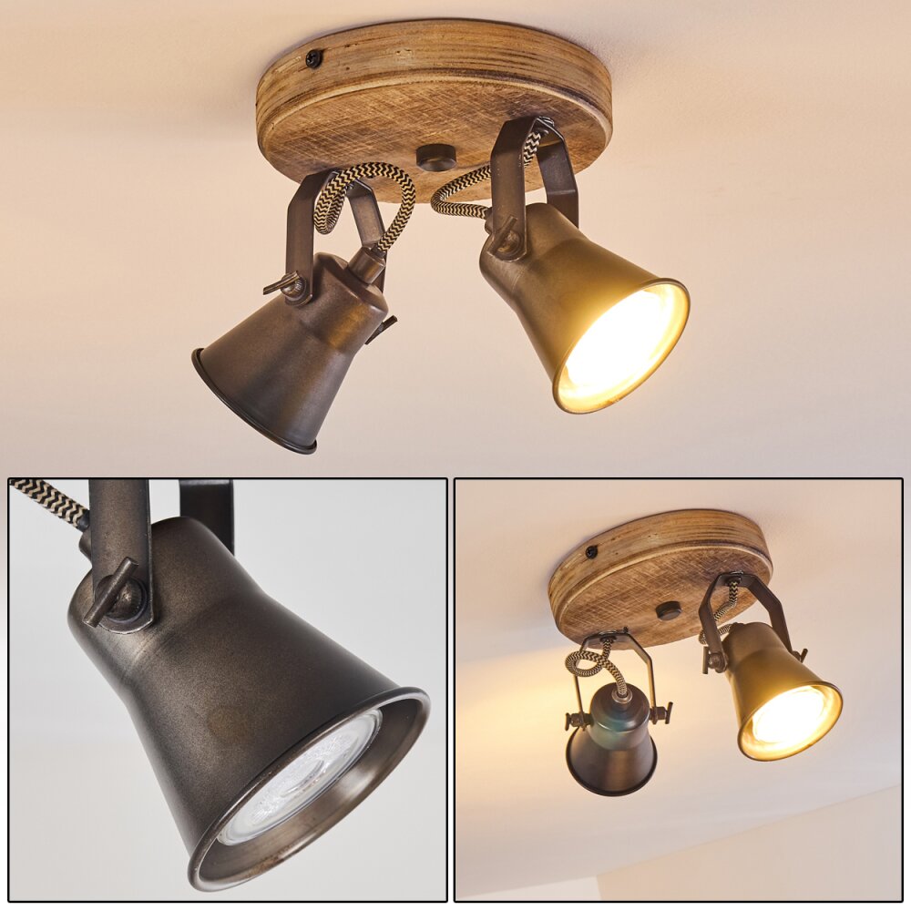 Skodsbol Deckenleuchte Anthrazit, Holz hell, 2-flammig main product photo