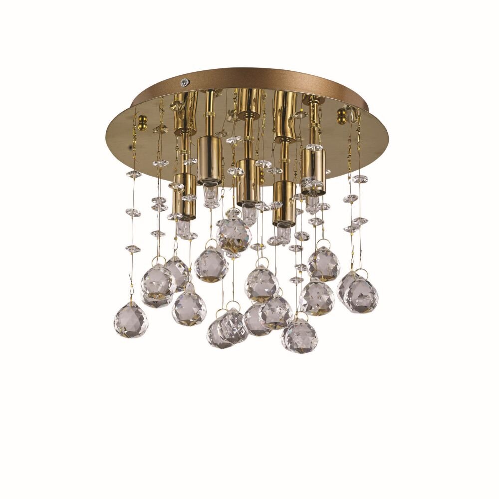 Ideal Lux MOONLIGHT Deckenleuchte Gold, Kristalloptik, 5-flammig main product photo