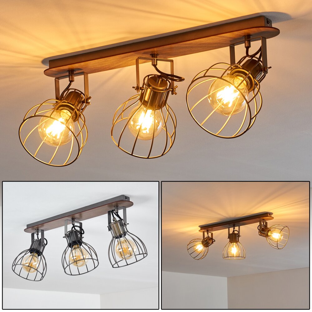 Bitterroot Deckenleuchte Grau, Holz dunkel, 3-flammig main product photo