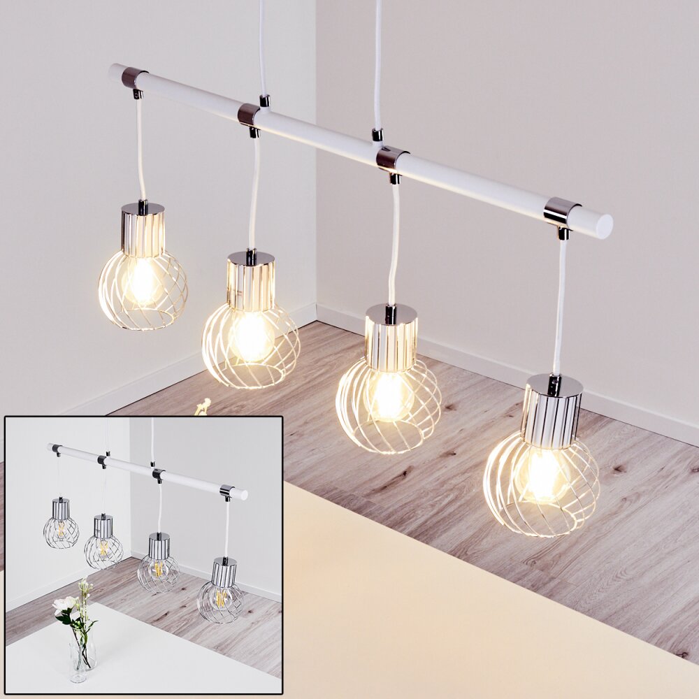 Barakaldo Pendelleuchte Chrom, Weiß, 4-flammig main product photo