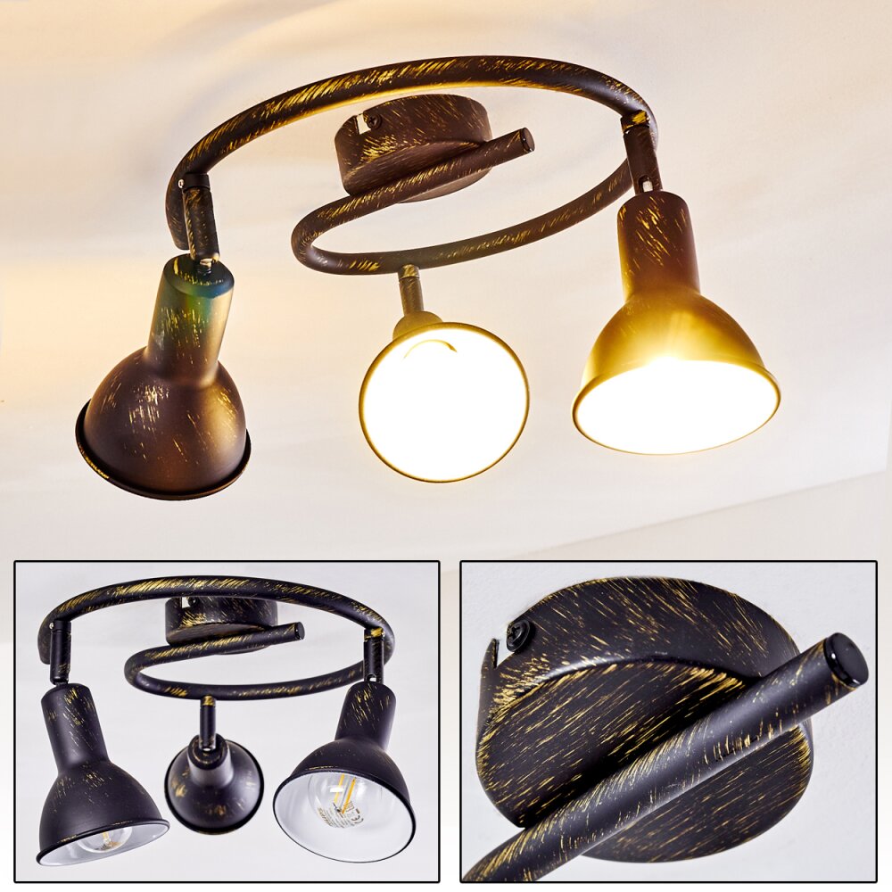 Polmak Deckenleuchte Schwarz-Gold, 3-flammig main product photo