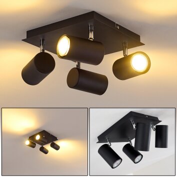 Zuoz Deckenleuchte Chrom, Schwarz, 4-flammig Zuoz Deckenleuchte Chrom, Schwarz, 4-flammig