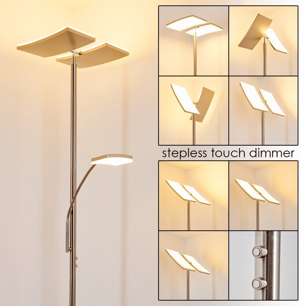 Thyolo Deckenfluter LED Stahl gebürstet, 2-flammig main product photo