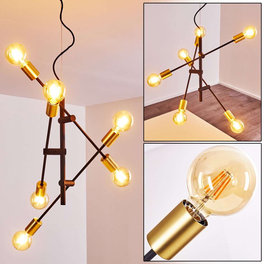 Coppet Pendelleuchte Schwarz-Gold, 6-flammig main product photo