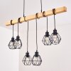 Barbengo Pendelleuchte Holz hell, Schwarz, 6-flammig