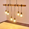 Barbengo Pendelleuchte Holz hell, Schwarz, 6-flammig