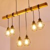 Barbengo Pendelleuchte Holz hell, Schwarz, 6-flammig