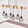 Barbengo Pendelleuchte Holz hell, Schwarz, 6-flammig