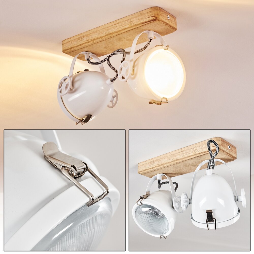 Coruna Deckenleuchte Holz hell, Weiß, 2-flammig main product photo