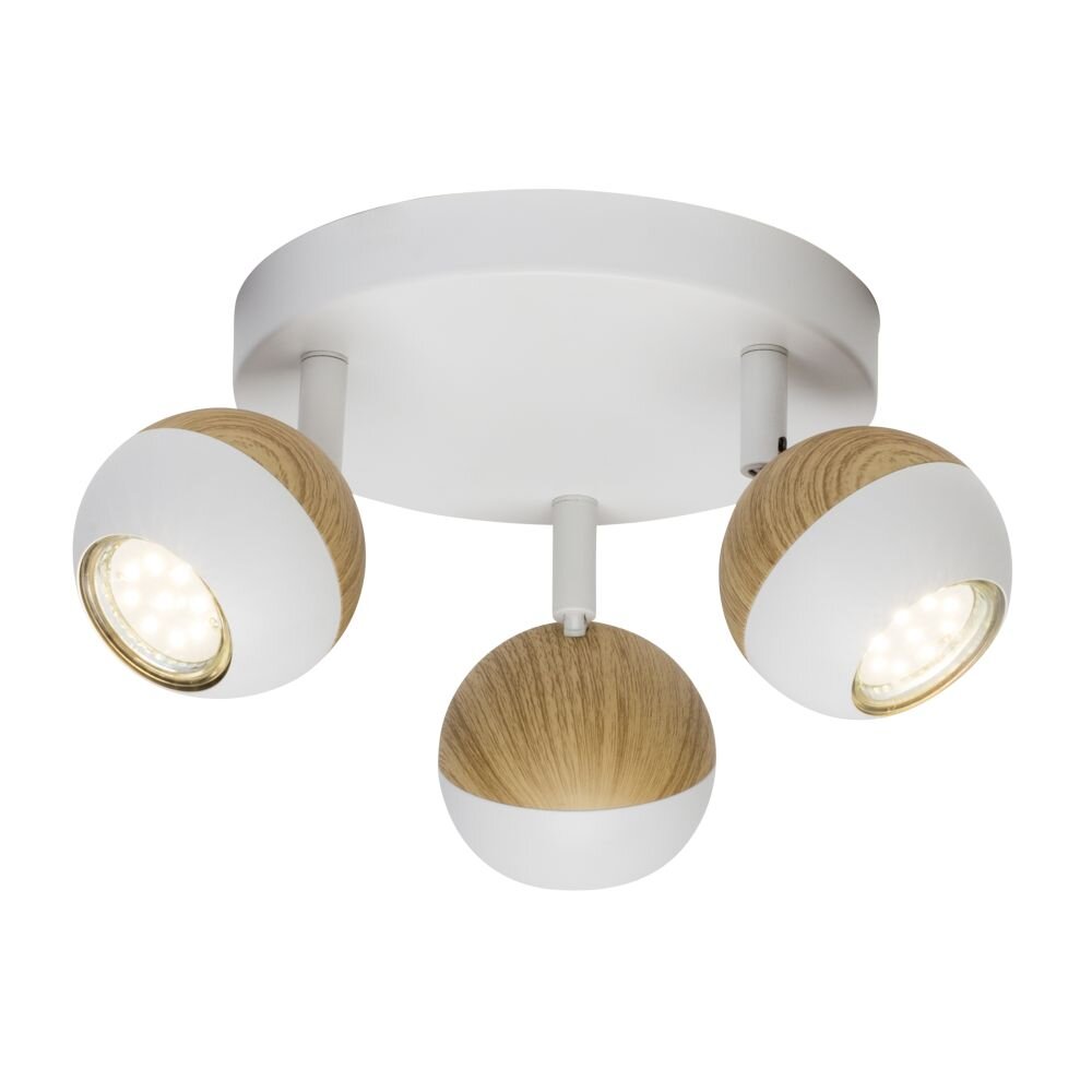Brilliant Scan Spotrondell LED Holz hell, Weiß, 3-flammig main product photo
