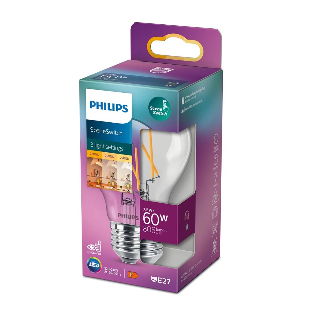 Philips LED E27 7,5 Watt 2200 bis 2700 Kelvin 150 bis 806 Lumen main product photo