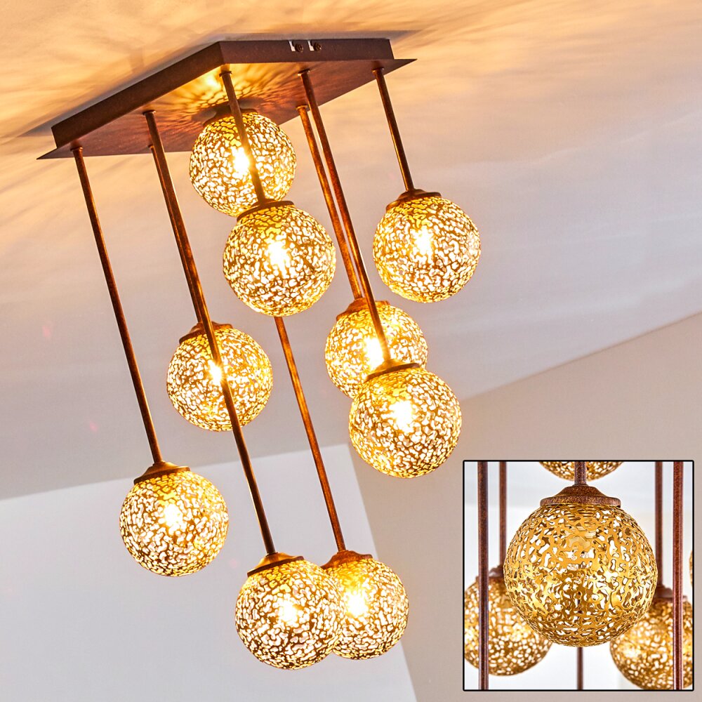 Virga Deckenleuchte Rostfarben, 9-flammig main product photo