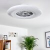 Petrovac Deckenventilator LED Chrom, Weiß, 1-flammig, Fernbedienung