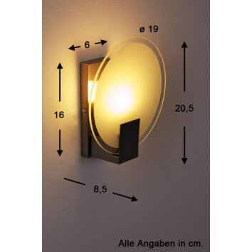 Brilliant Sonian Wandleuchte Edelstahl, Transparent, Klar, Weiß, 1-flammig