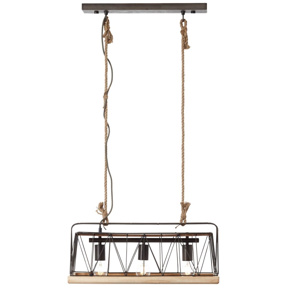 Brilliant Narcy Pendelleuchte Holz dunkel, 3-flammig main product photo