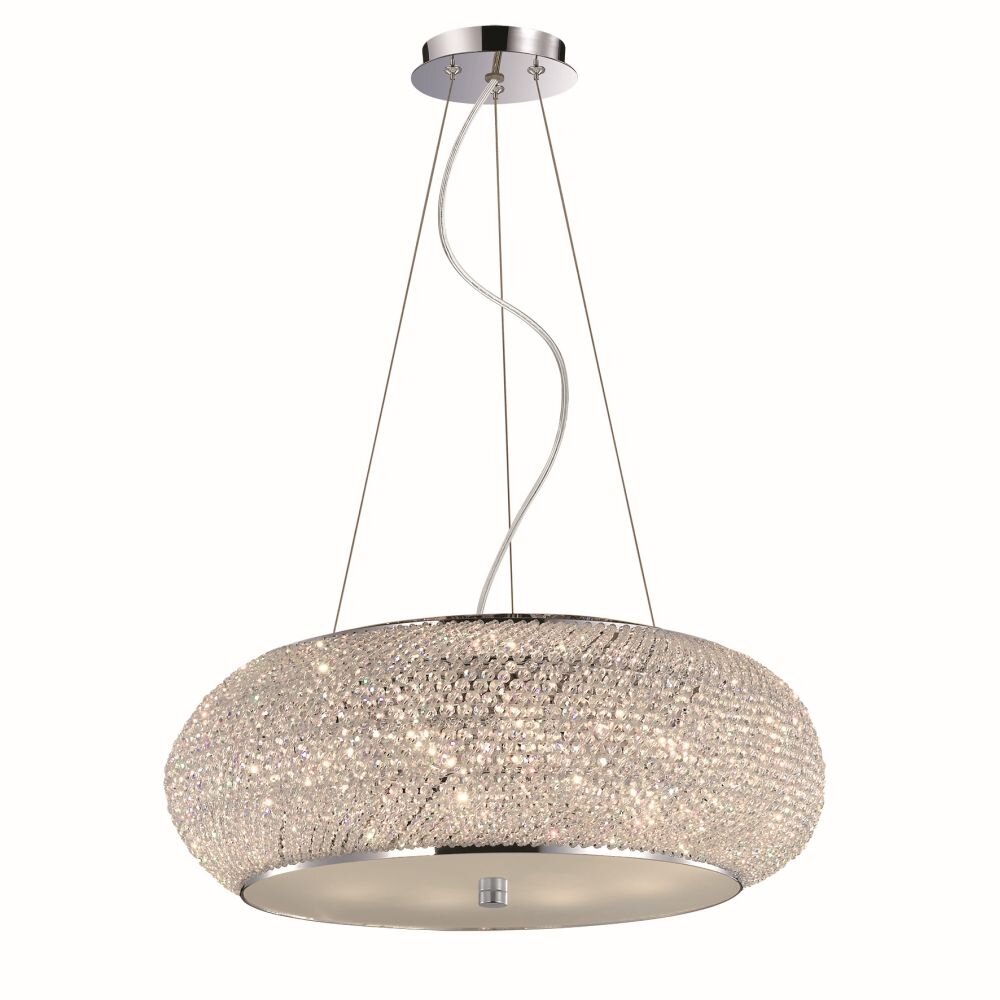 Ideal Lux PASHA Hängeleuchte Chrom, Kristalloptik, 10-flammig main product photo