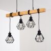 Barbengo Pendelleuchte Holz hell, Schwarz, 4-flammig