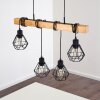 Barbengo Pendelleuchte Holz hell, Schwarz, 4-flammig