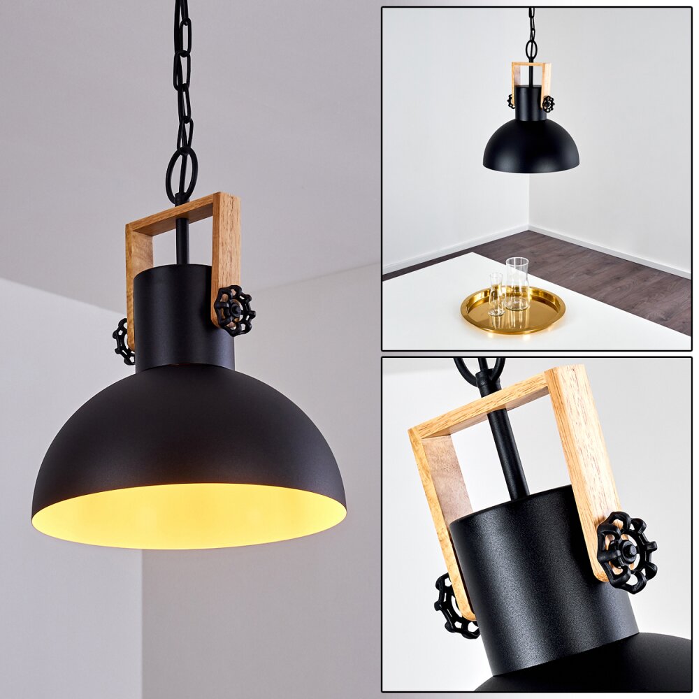 Chetco Hängeleuchte Holz hell, Schwarz, 1-flammig main product photo